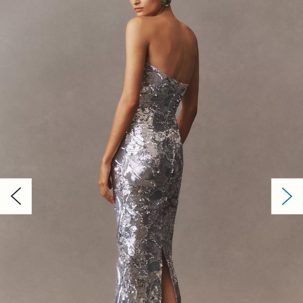 Helsi Leslie Strapless Stretch Sequin Mesh Midi Dress